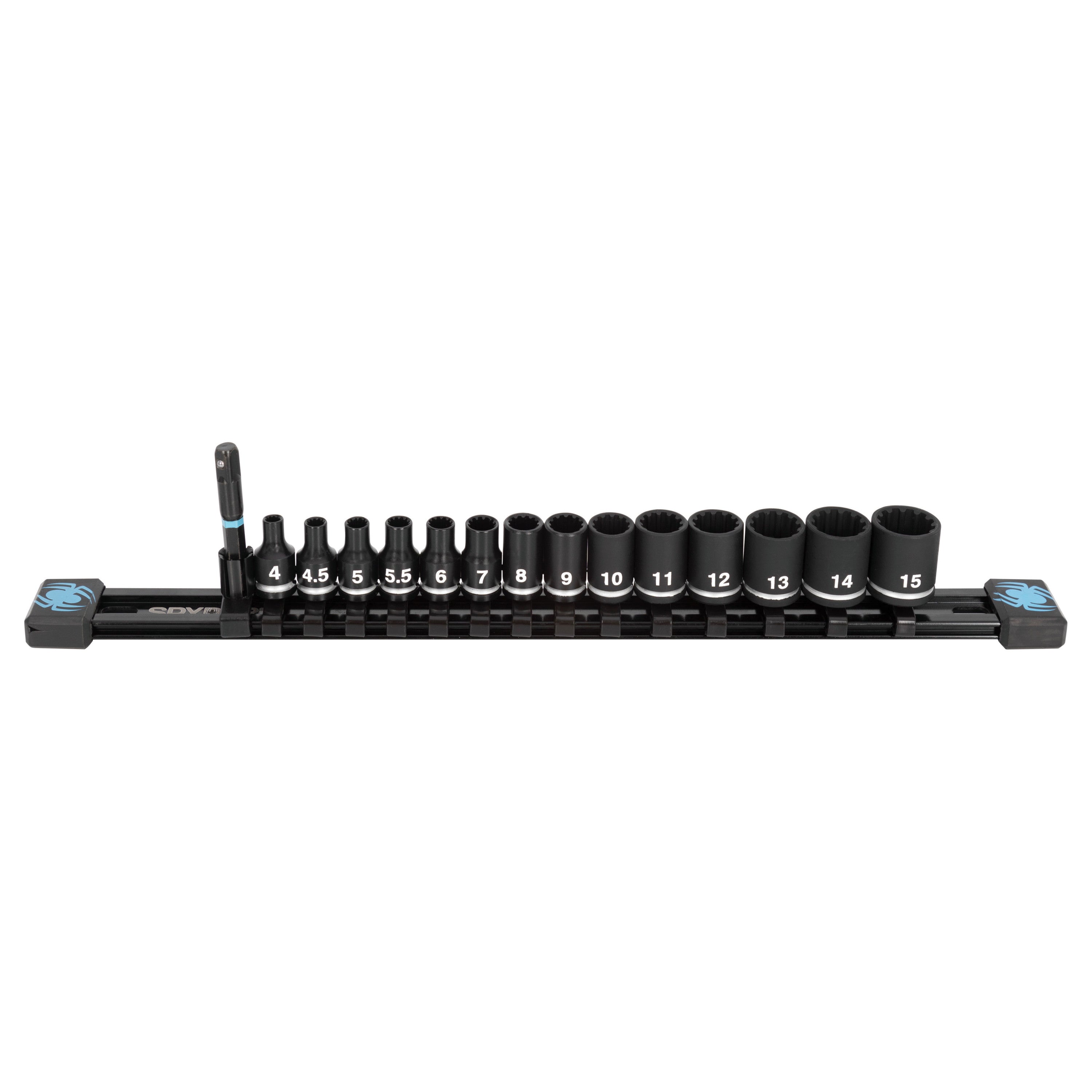 15-Piece 1/4" Drive Metric Shallow Impact Socket Set with Adapter