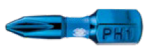 1-Inch Blue Spyder PH1 driver bits on a white background