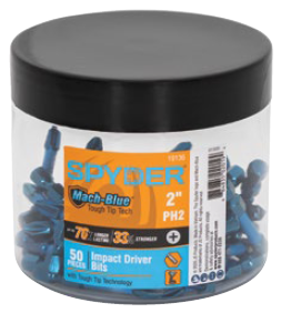 2-Inch Blue Spyder driver bit 50-pack on a white background