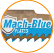 Yellow outlined circular icon showing a zoomed in shot of a Spyder® Mach-Blue® Plated Reciprocating Saw blade showing teeth detail.