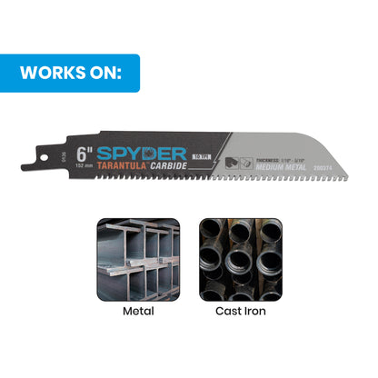 6" 10 TPI Metal Cutting Carbide Toothed Reciprocating Saw Blade (3-Pack) Tarantula®