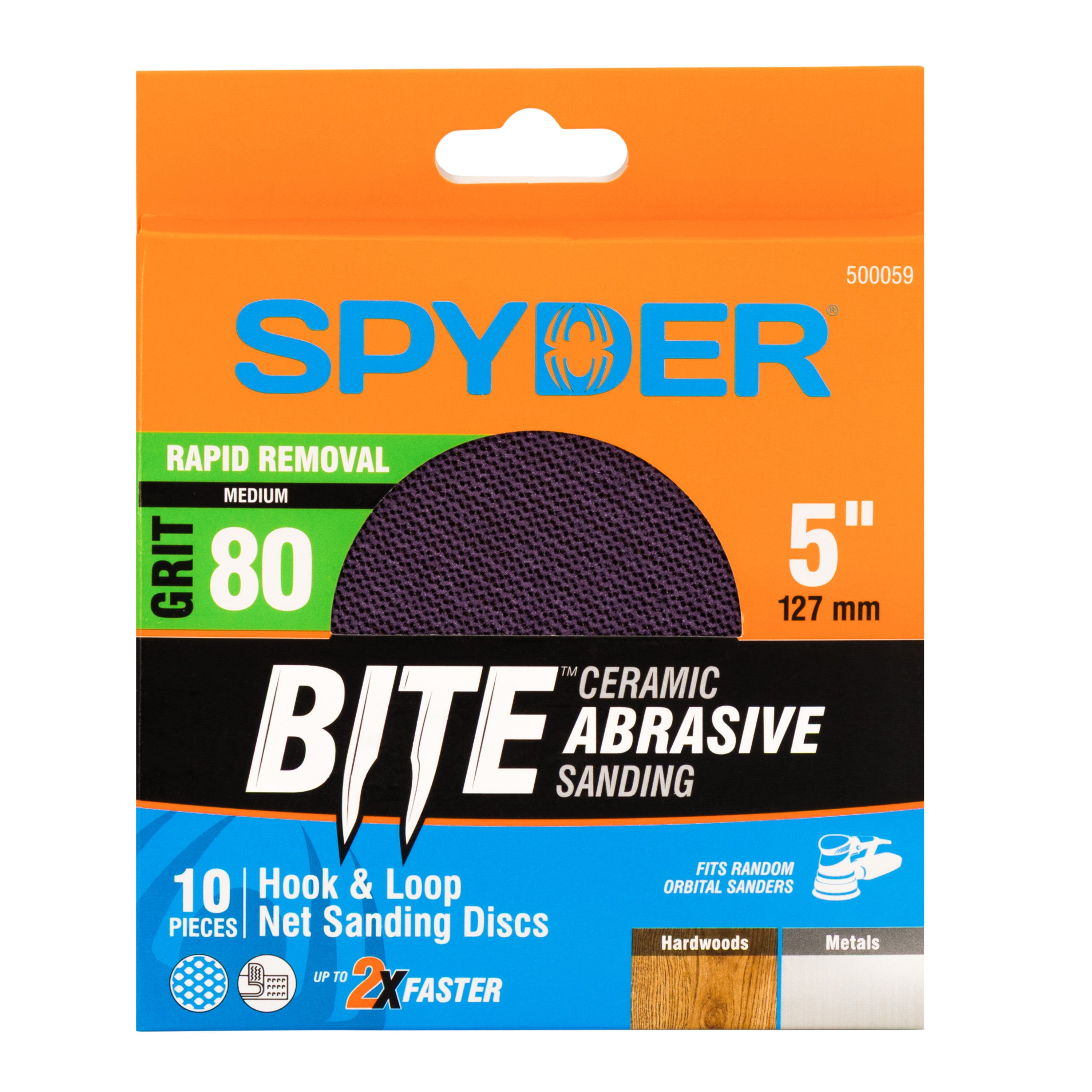 5" 80 Grit Ceramic Net Hook & Loop Sanding Discs (10-Pack) Bite