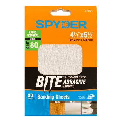 4.5" x 5.5" 80 Grit Aluminum Oxide Sanding Sheets (20-Pack)