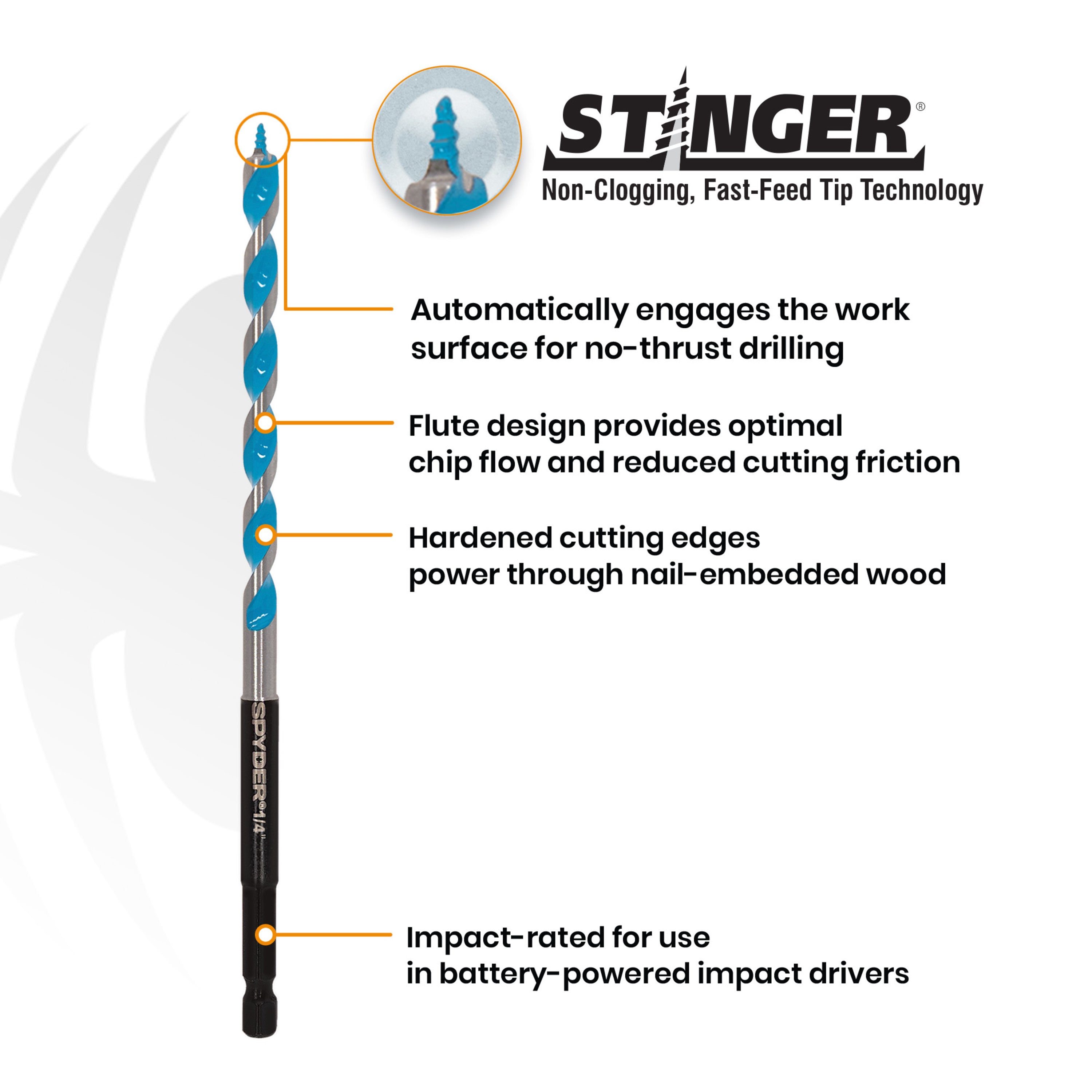 1/4" x 6-1/2" Auger Bit Stinger™