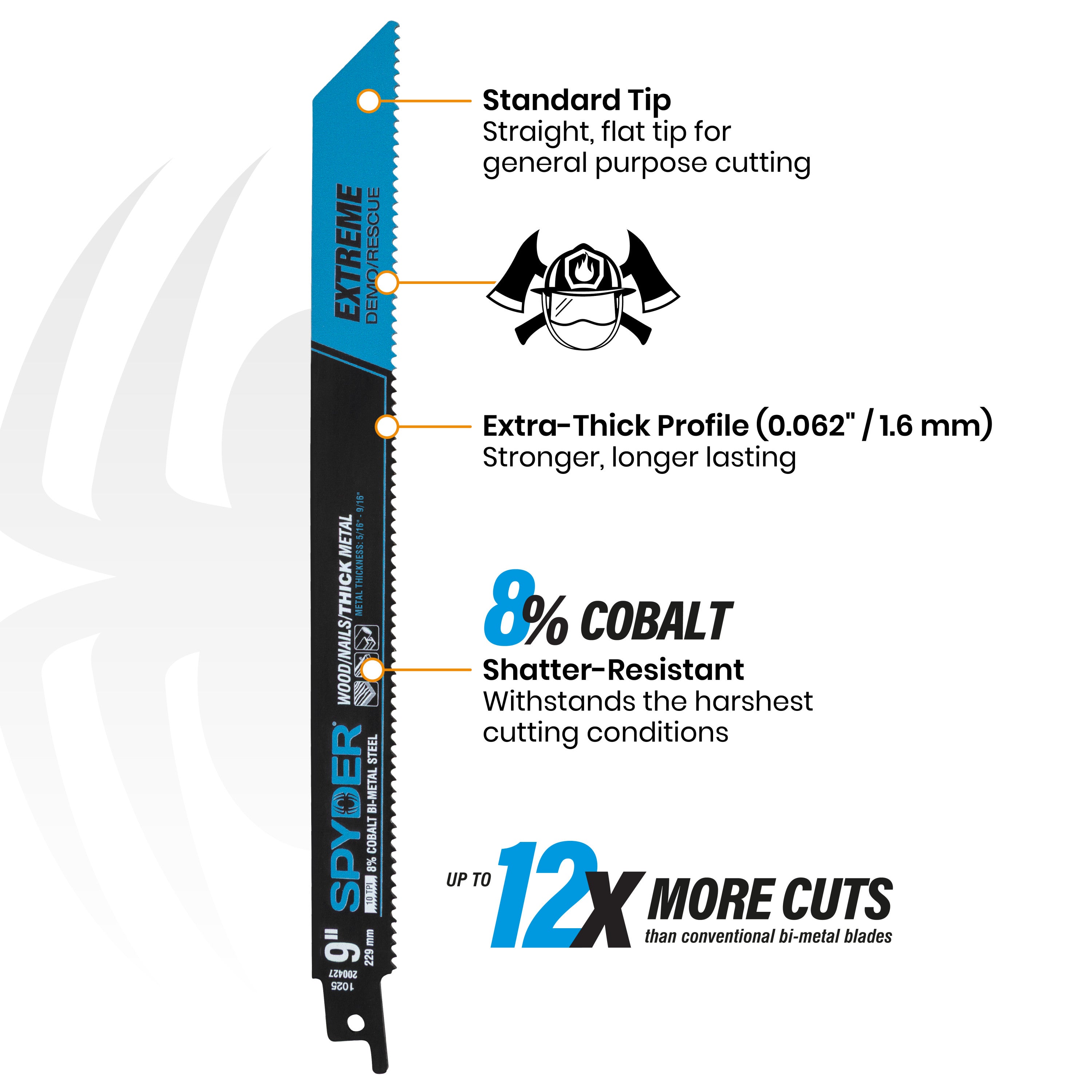 9" 10 TPI Bi-Metal Demolition Fire Rescue Reciprocating Saw Blade Black Series™