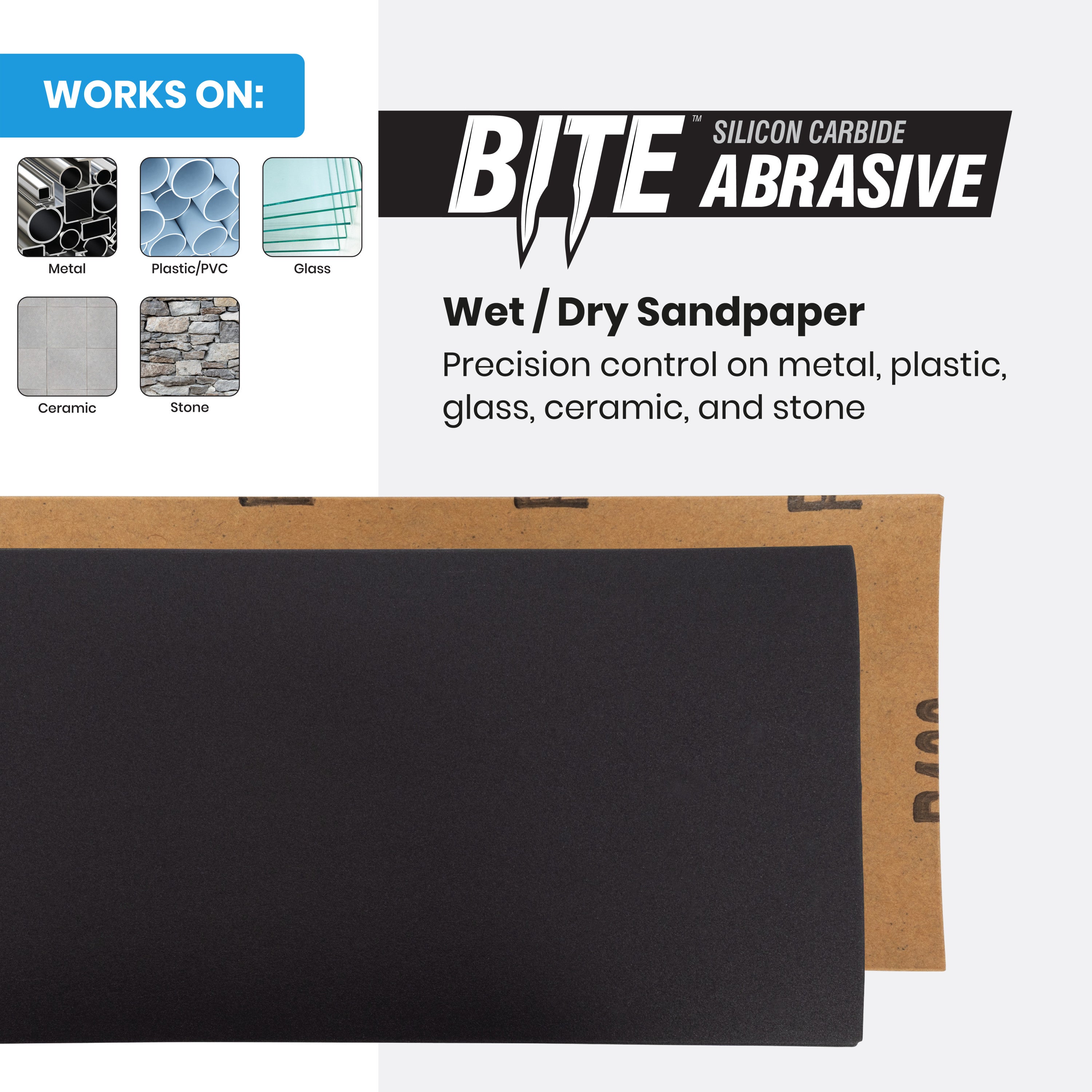 3-2/3" x 9" 1500 Grit Silicon Carbide Wet/Dry Sandpaper Sheets (10-Pack)