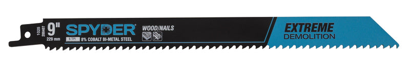 9-Inch Spyder branded Extreme Demolition Reciprocating Saw blade on a white background