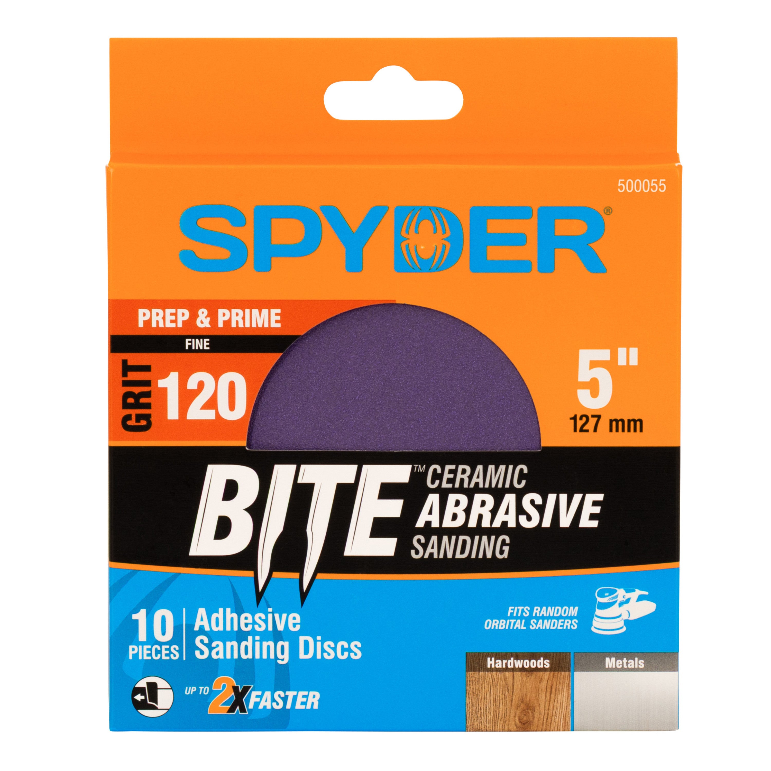 5" x No Hole 120 Grit Ceramic Pressure Sensitive Adhesive with Stearate Sanding Discs (10-Pack) Bite