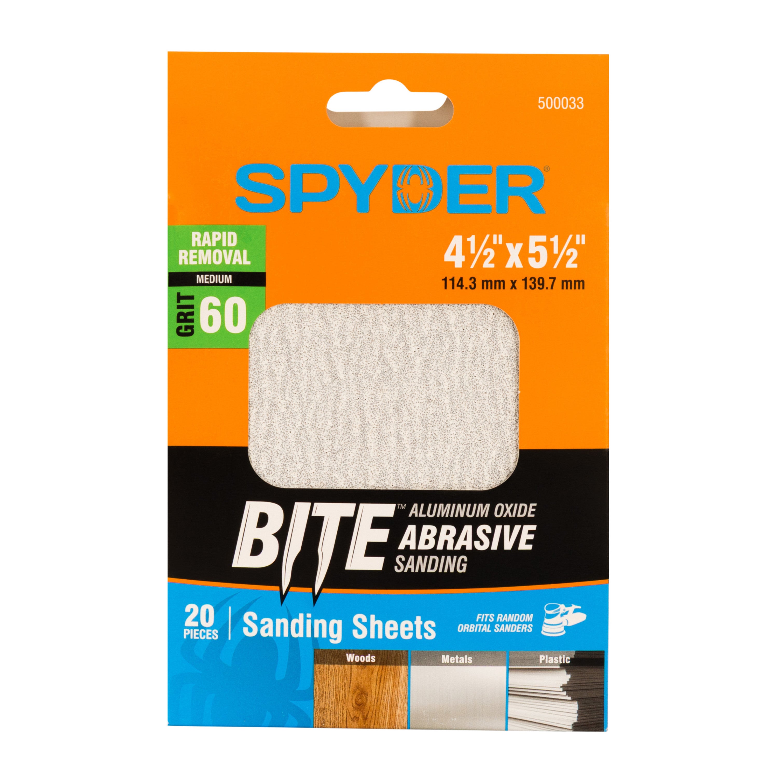 4.5" x 5.5" 60 Grit Aluminum Oxide Sanding Sheets (20-Pack)