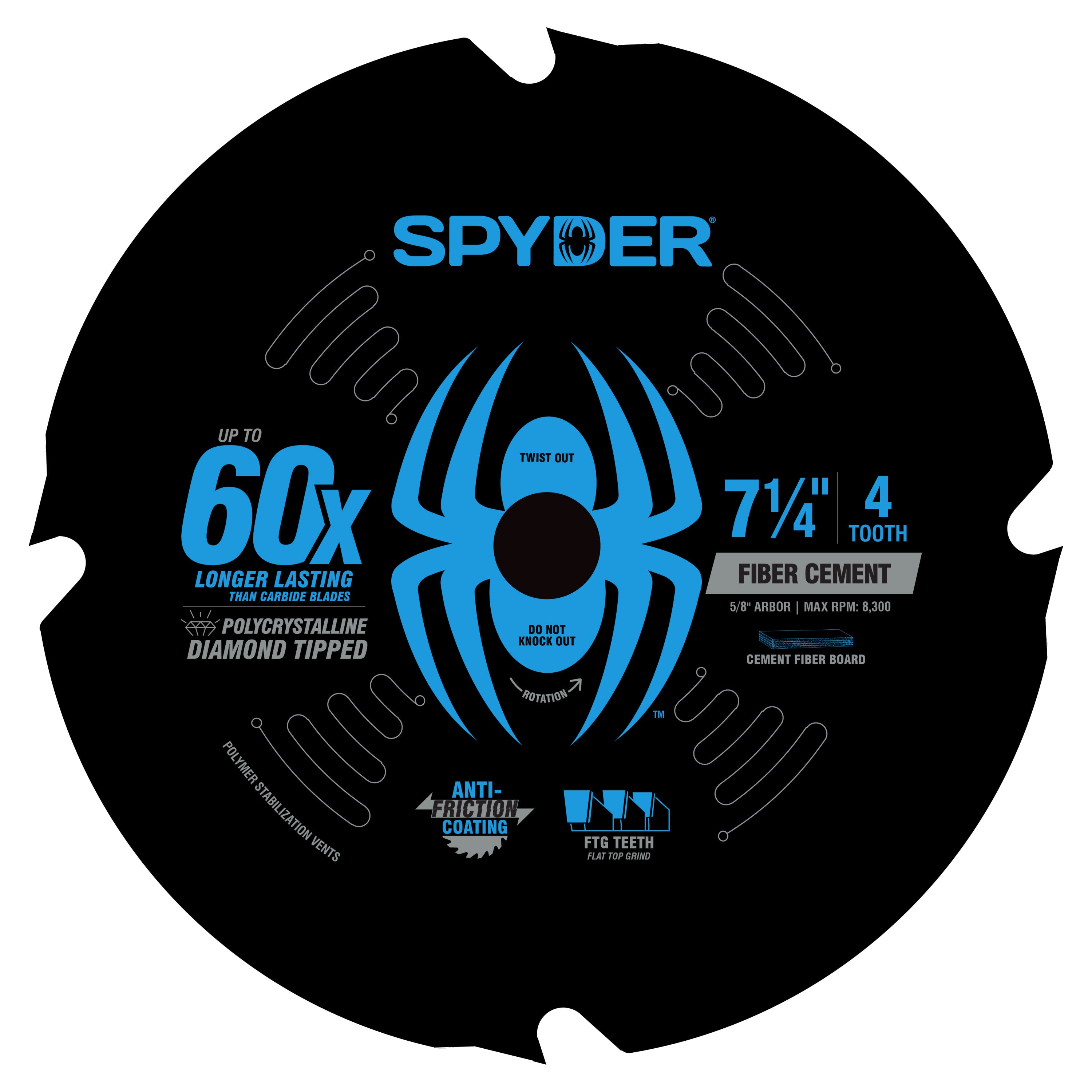 7-1/4" 4-Tooth Diamond Circular Saw Blade For Fiber Cement Tarantula™