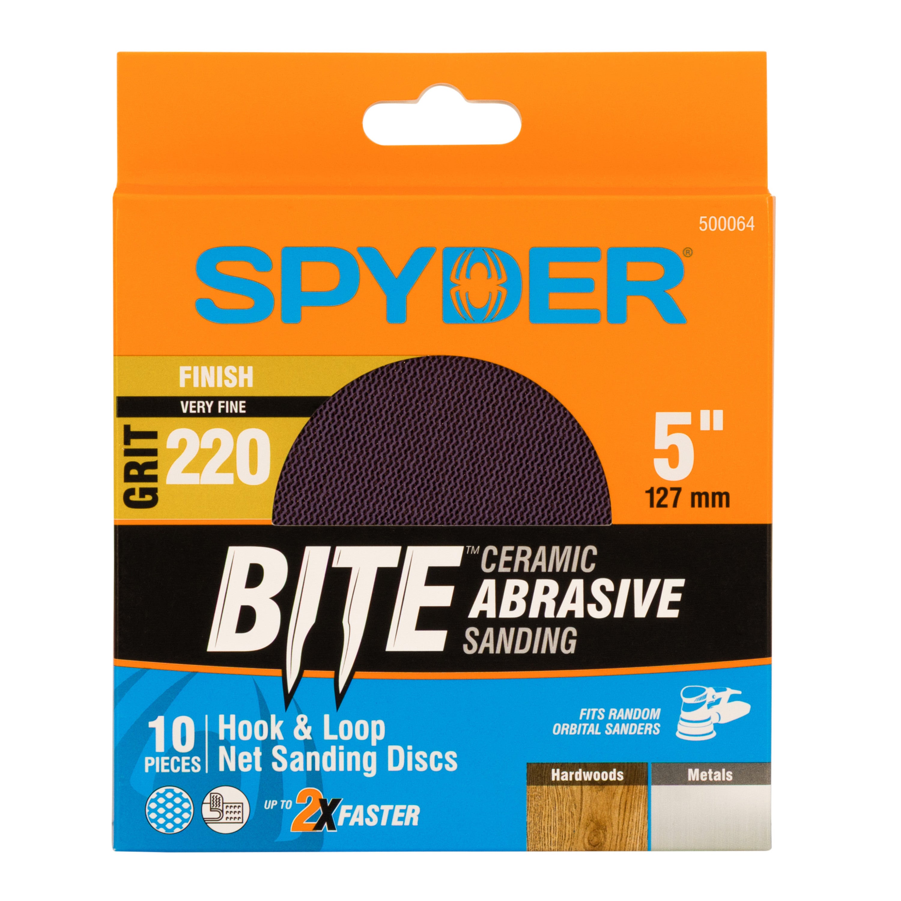 5" 220 Grit Ceramic Net Hook & Loop Sanding Discs (10-Pack) Bite