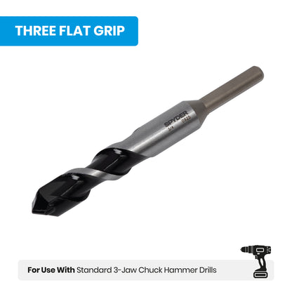 3/4" x 6" Three-Flat Grip Shank Rotary Hammer Drill Bit