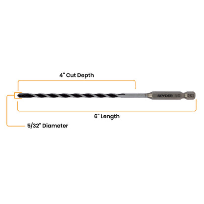 5/32" x 6" Impact Shank Hammer Drill Bit