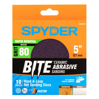 5" 80 Grit Ceramic Net Hook & Loop Sanding Discs (10-Pack)