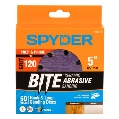 5" x 8-Hole 120 Grit Ceramic with Stearate Sanding Discs (50-Pack)