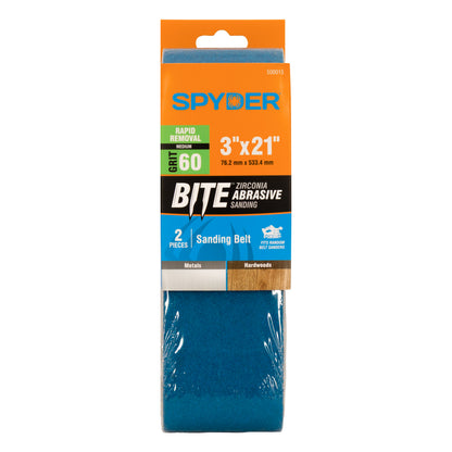 3" x 21" 60 Grit Zirconia Tape Joint Sanding Belt (2-Pack)