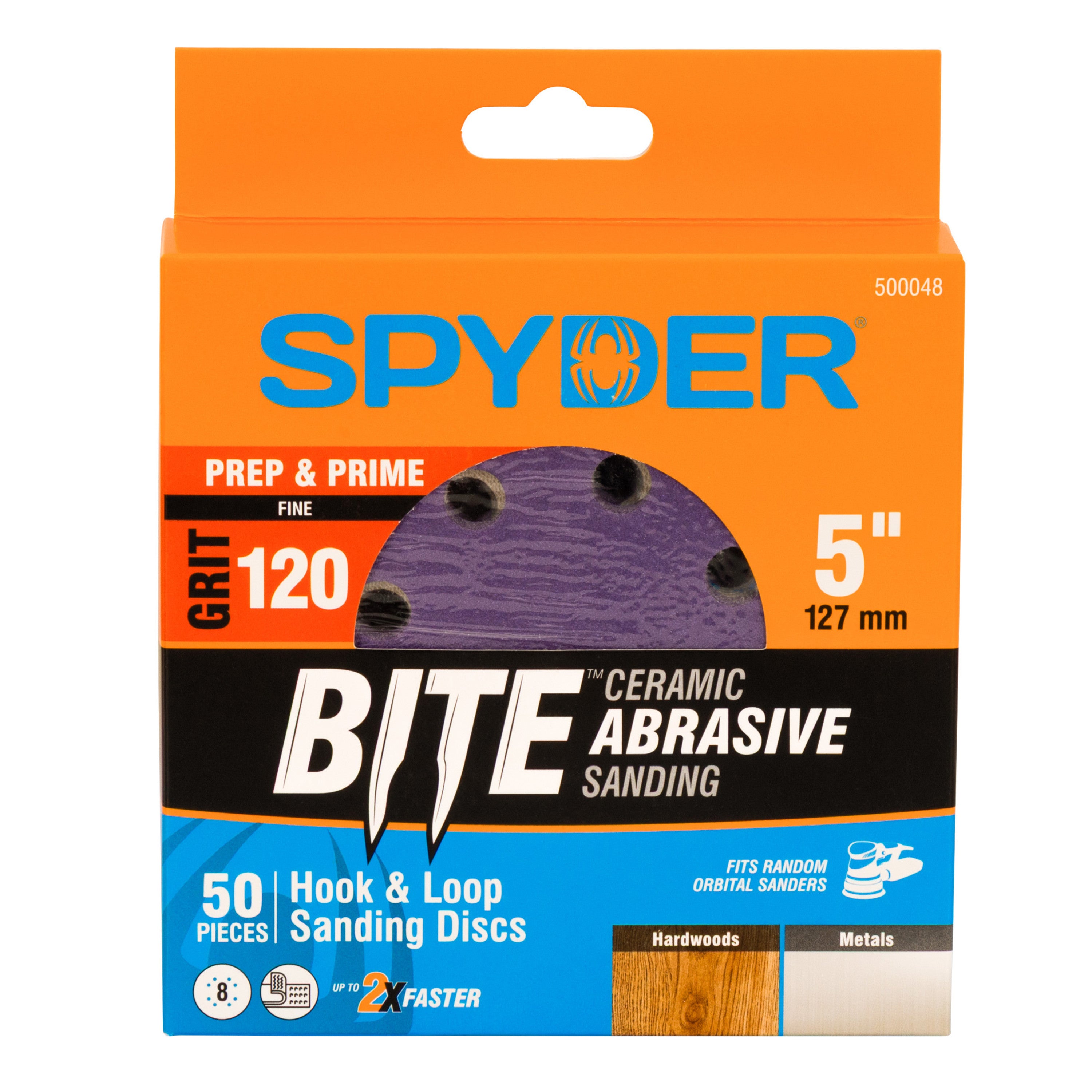 5" x 8-Hole 120 Grit Ceramic with Stearate Sanding Discs (50-Pack) Bite