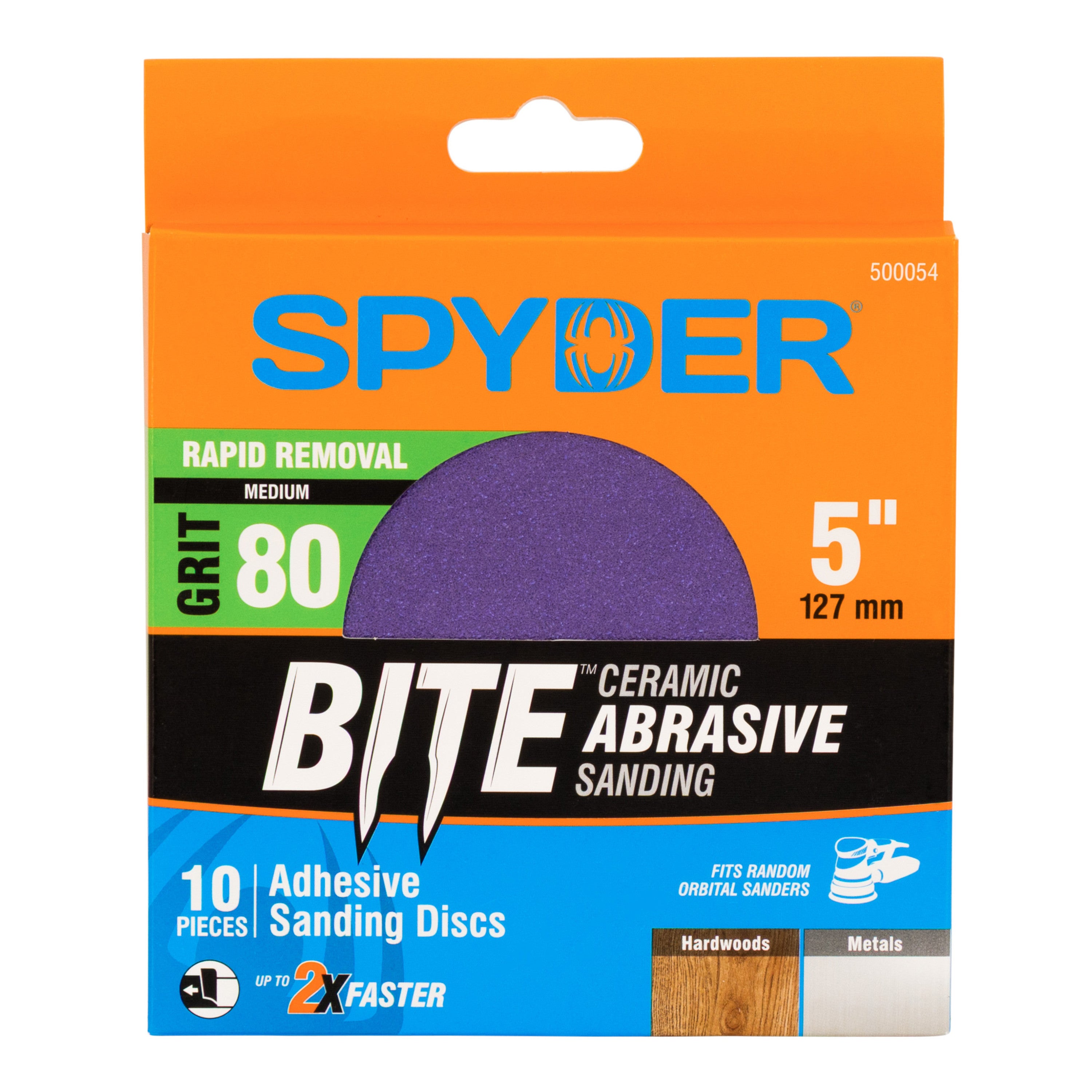 5" x No Hole 80 Grit Ceramic Pressure Sensitive Adhesive with Stearate Sanding Discs (10-Pack) Bite