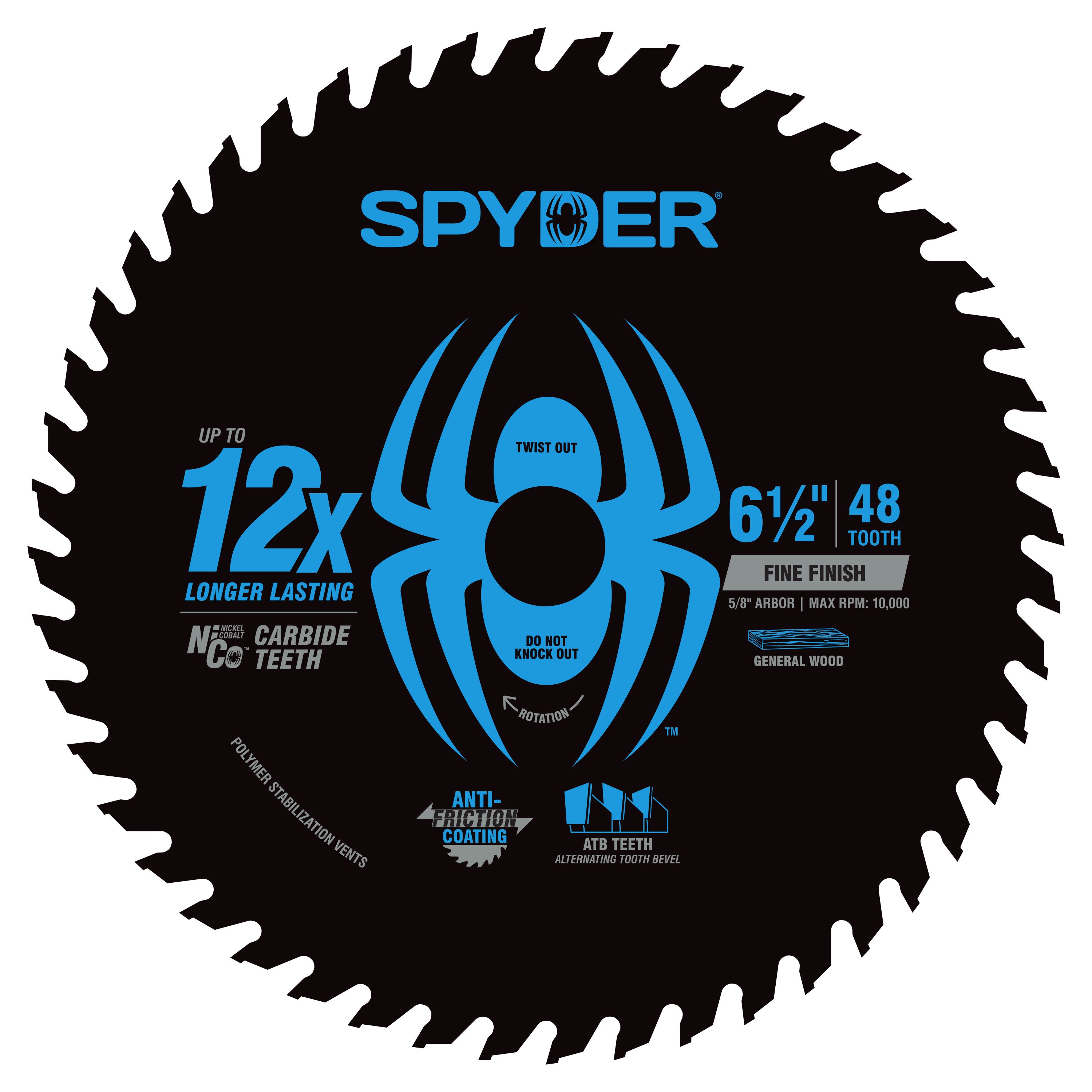 Hoja de sierra circular ultrafina Tarantula™ de 6-1/2" y 48 dientes TCT