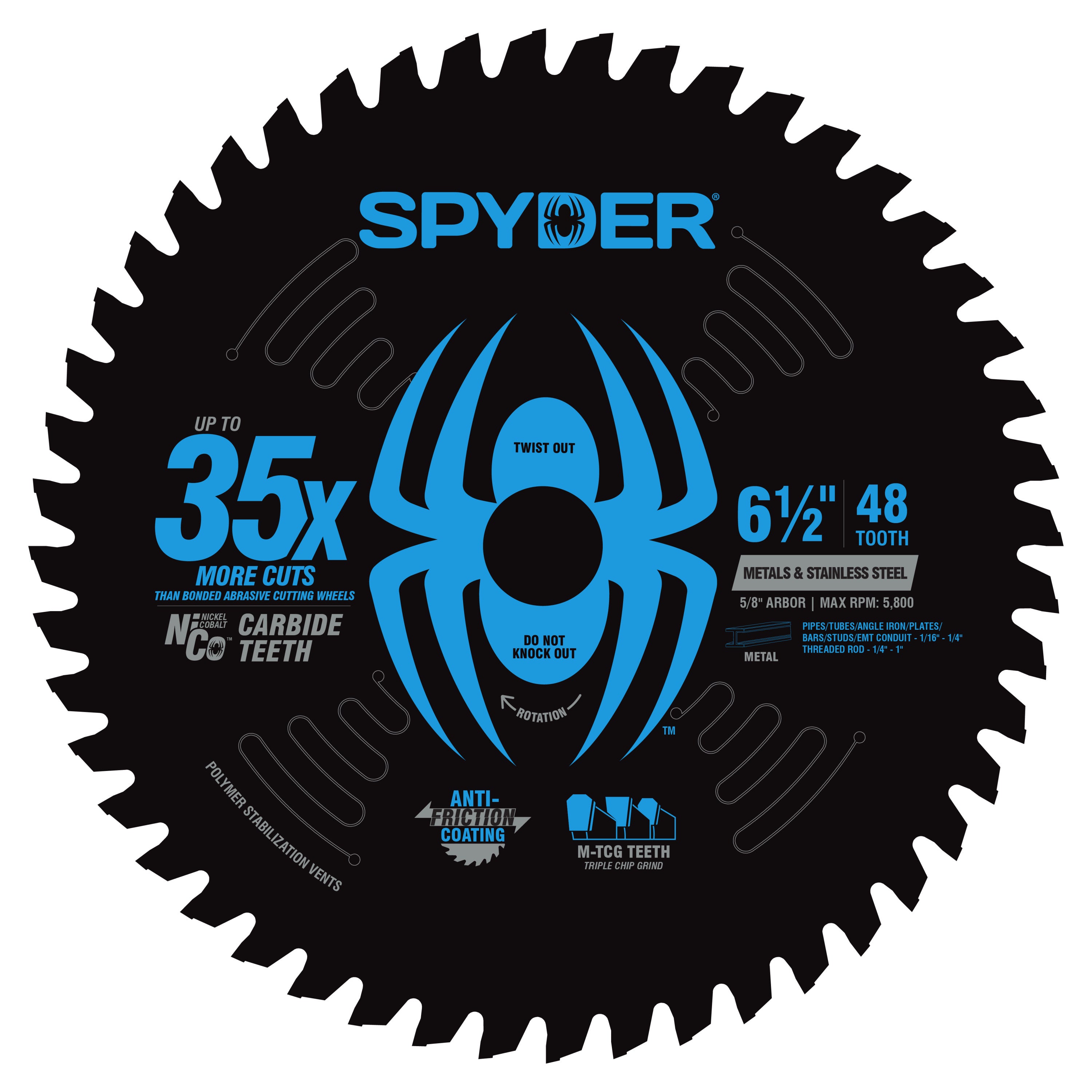 6-1/2" 48-Tooth TCT Steel Cutting Circular Saw Blade Tarantula™