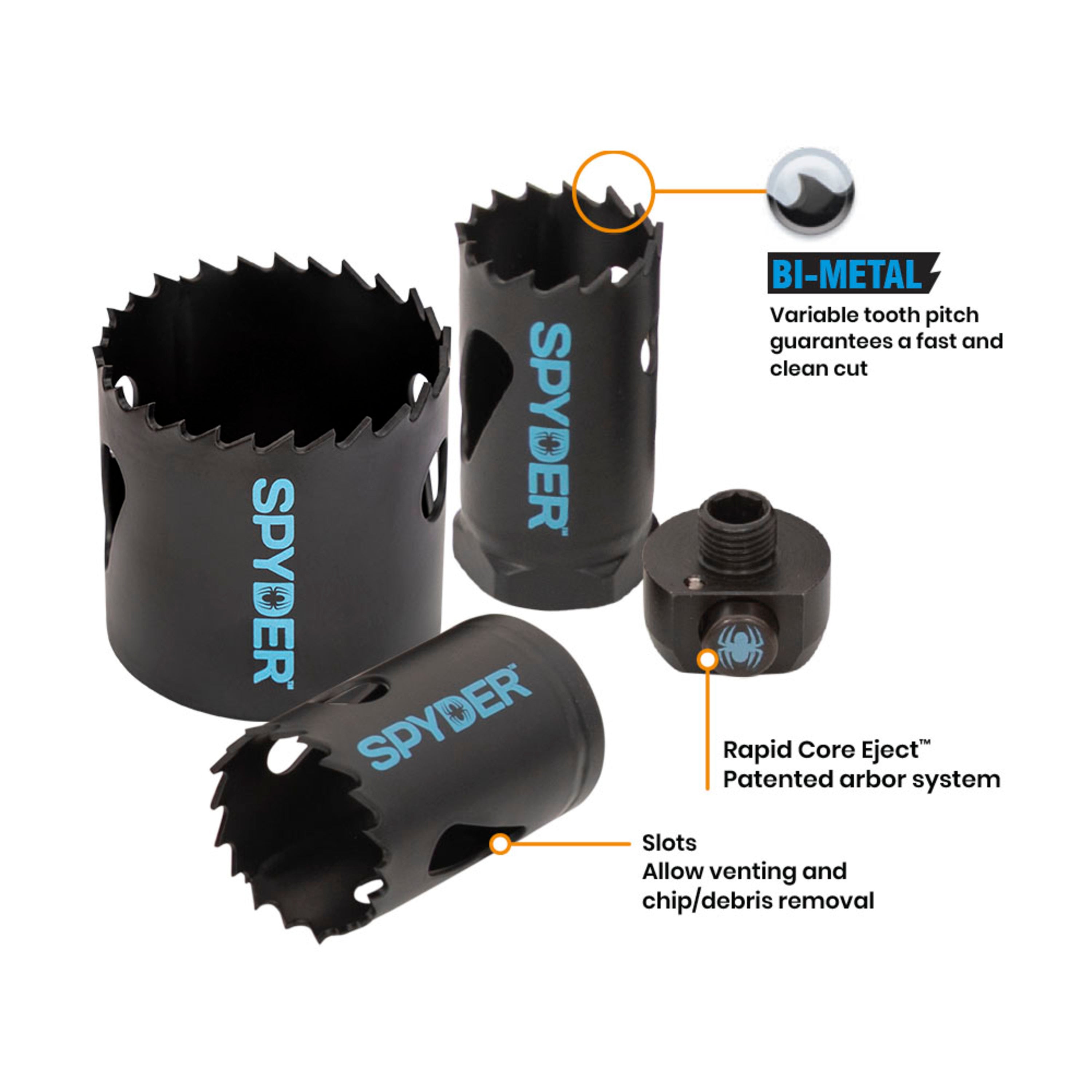 Rapid Core Eject™ 18-Piece Tungsten Carbide Tipped (TCT) Hole Saw