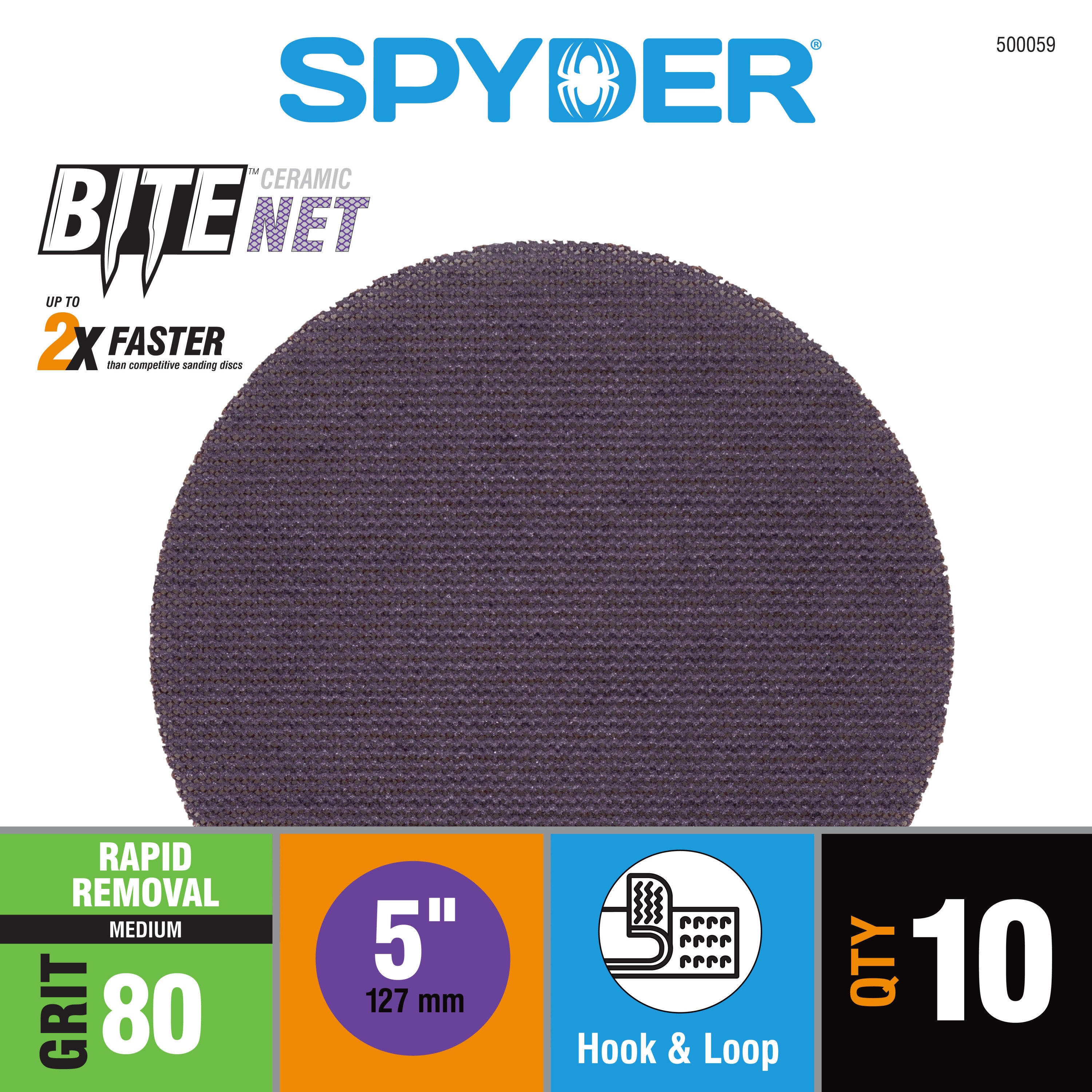 5" 80 Grit Ceramic Net Hook & Loop Sanding Discs (10-Pack) Bite