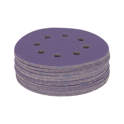5" x 8-Hole 120 Grit Ceramic with Stearate Sanding Discs (50-Pack)