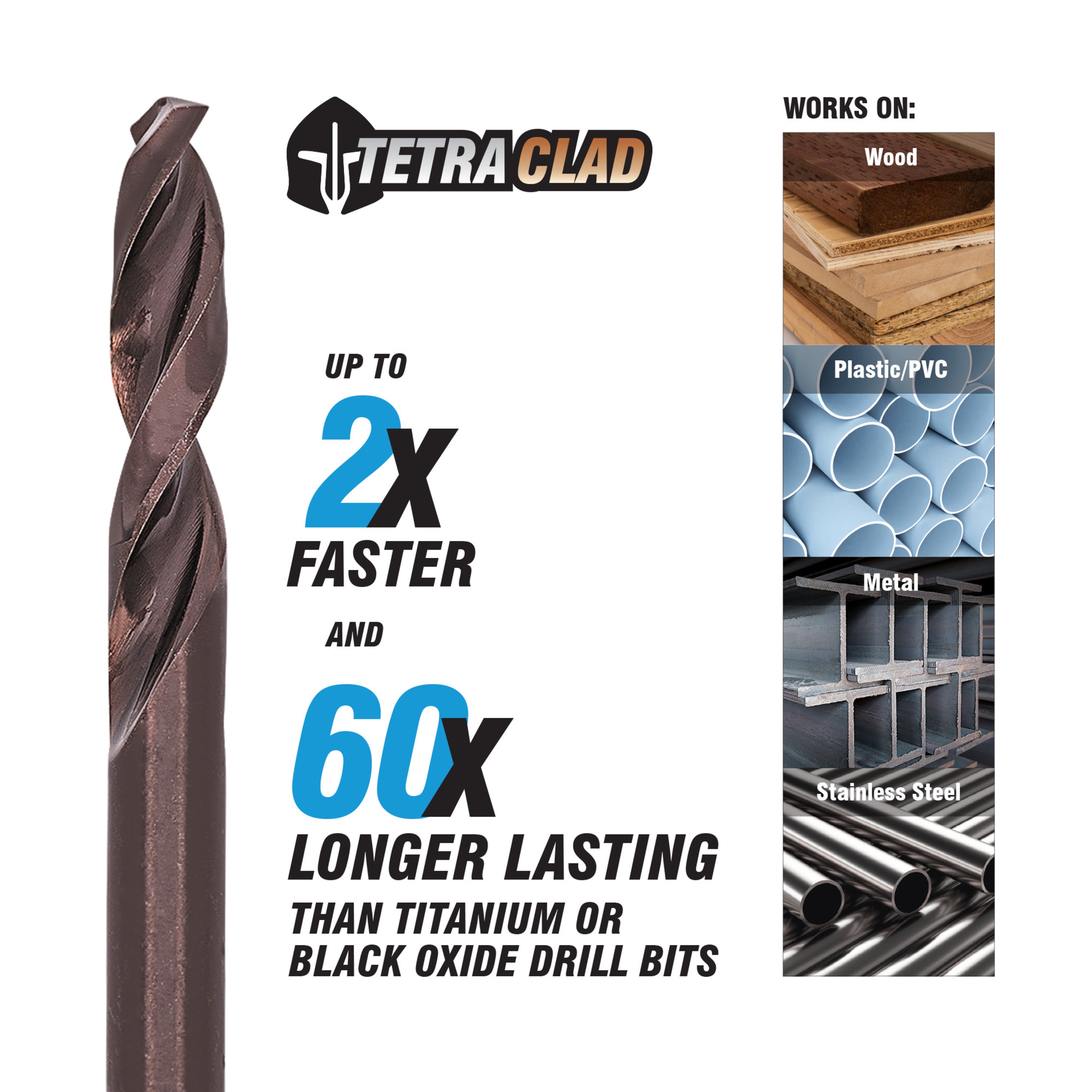1/8" Hex Shank Drill Bit (2-Pack) TetraClad™