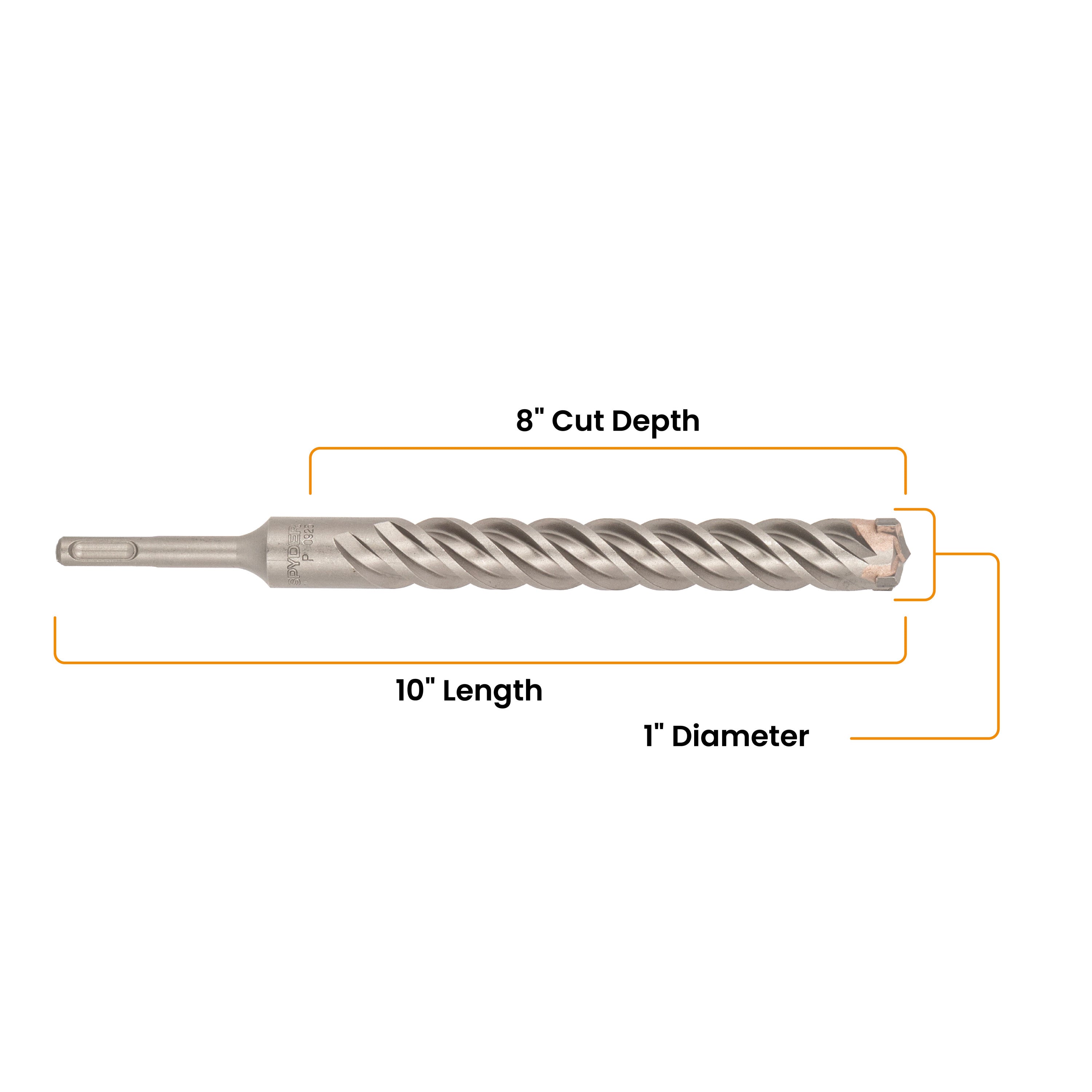 1" x 10" SDS-Plus 4-Cutter Carbide-Tipped Rotary Hammer Drill Bit