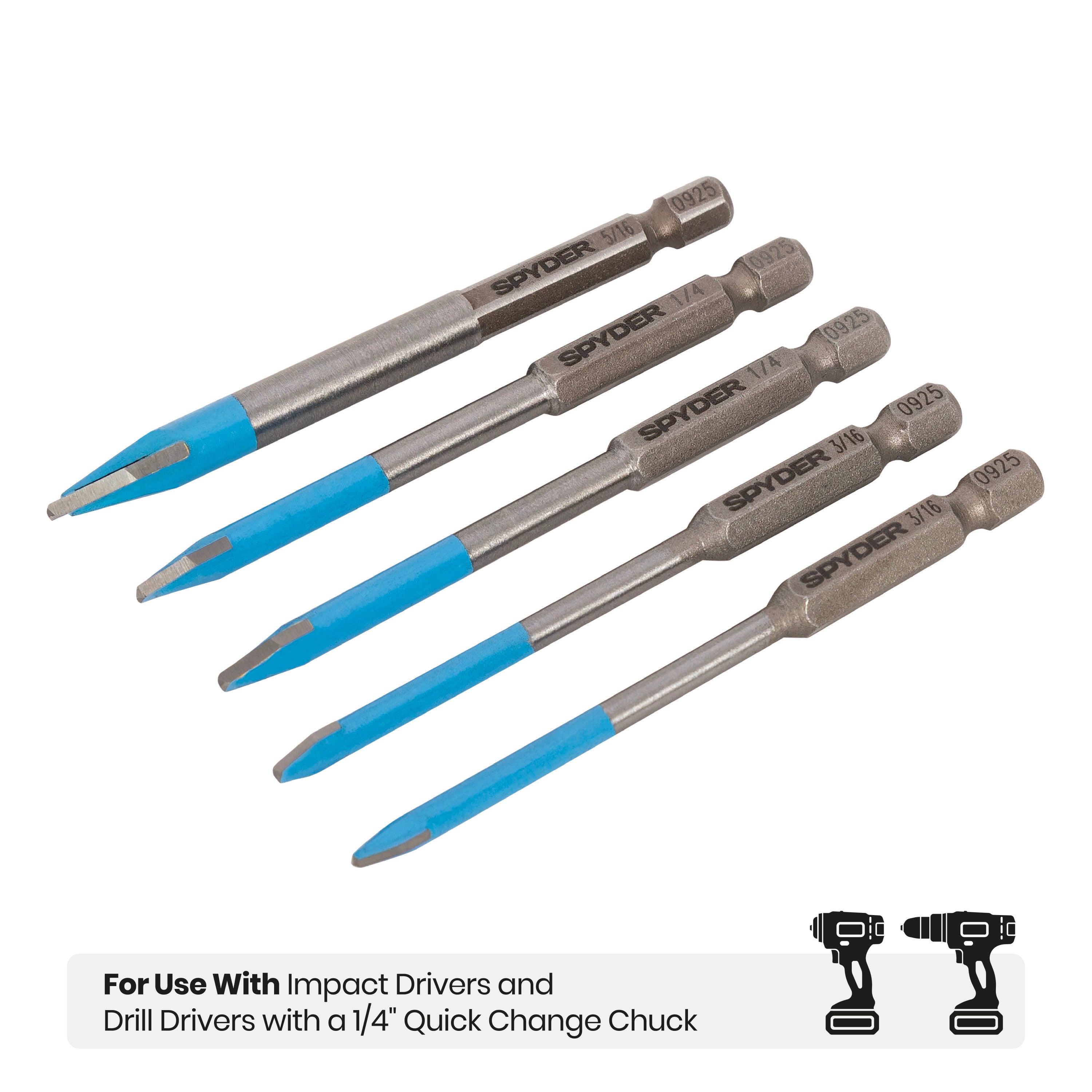 5-Piece Pack Quick-Release Hex Shank Carbide-Tipped Glass & Tile Drill Bit Set