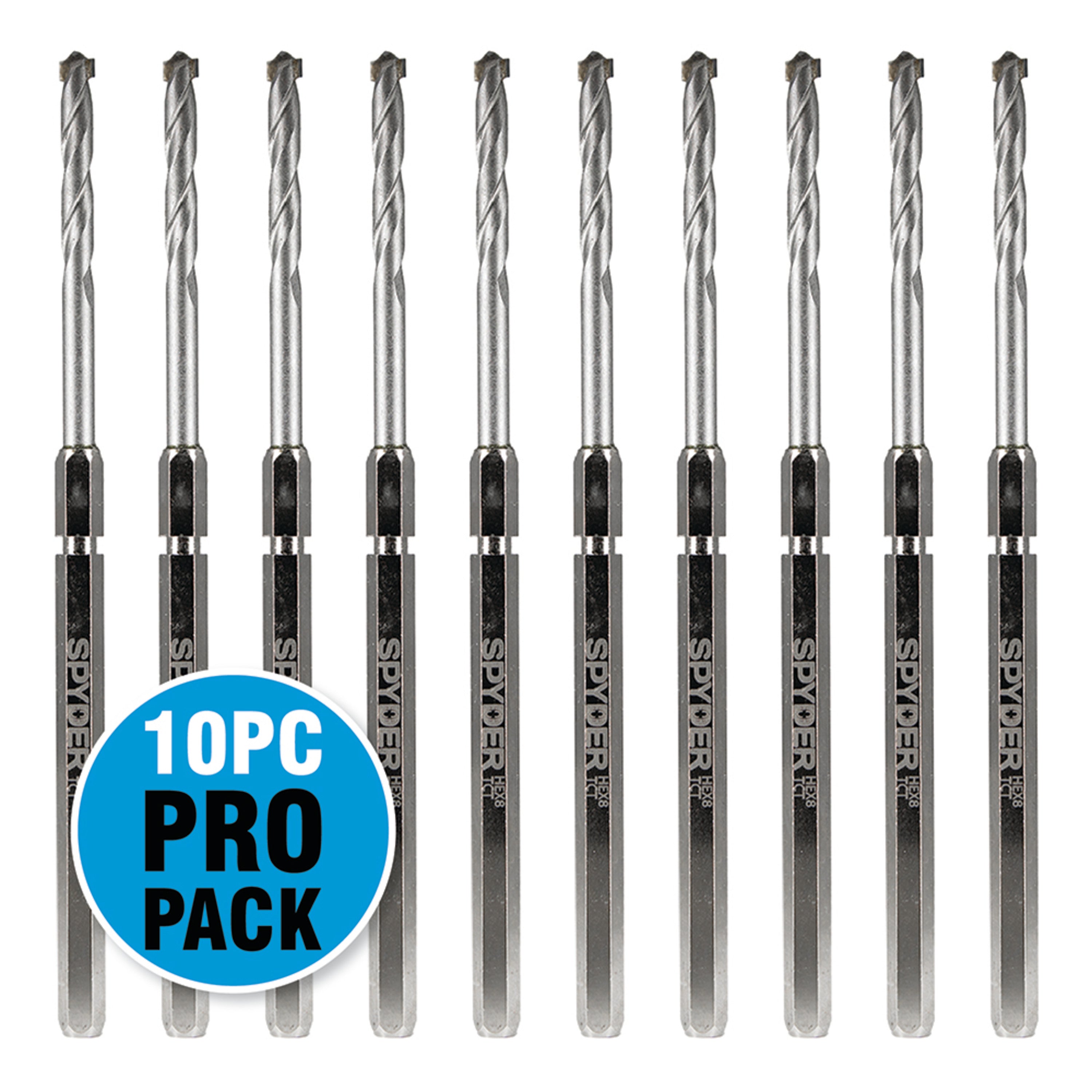 Hex8 3/8" TCT Quick Change Hole Saw Arbor Pilot Bit (10-Pack) Rapid Core Eject™
