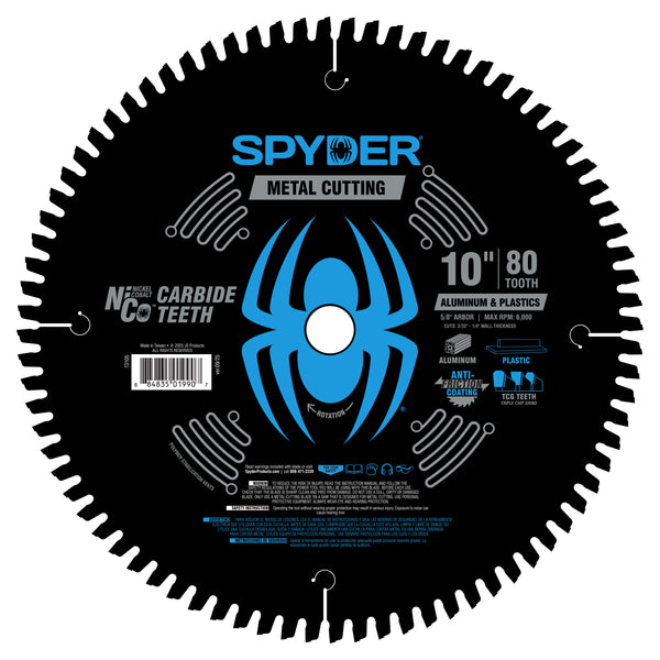 Spyder metal cutting circular saw blade with blue spider logo on a white background