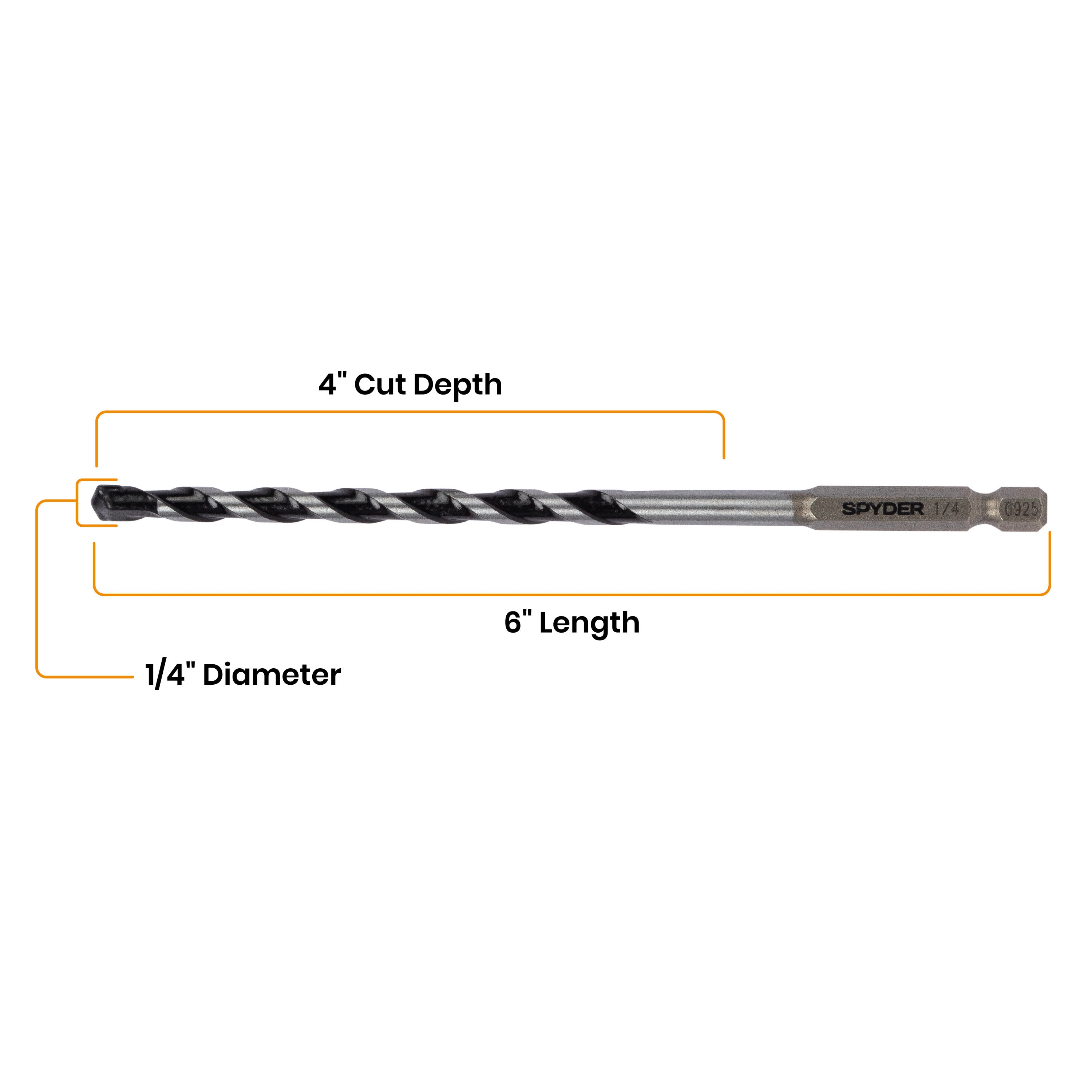 1/4" x 6" Impact Shank Hammer Drill Bit
