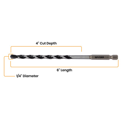 1/4" x 6" Impact Shank Hammer Drill Bit