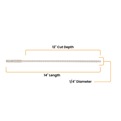 1/4" x 14" SDS-Plus 4-Cutter Carbide-Tipped Rotary Hammer Drill Bit