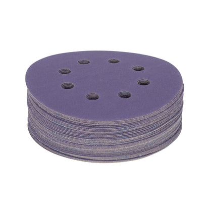 5" x 8-Hole 180 Grit Ceramic with Stearate Sanding Discs (50-Pack)