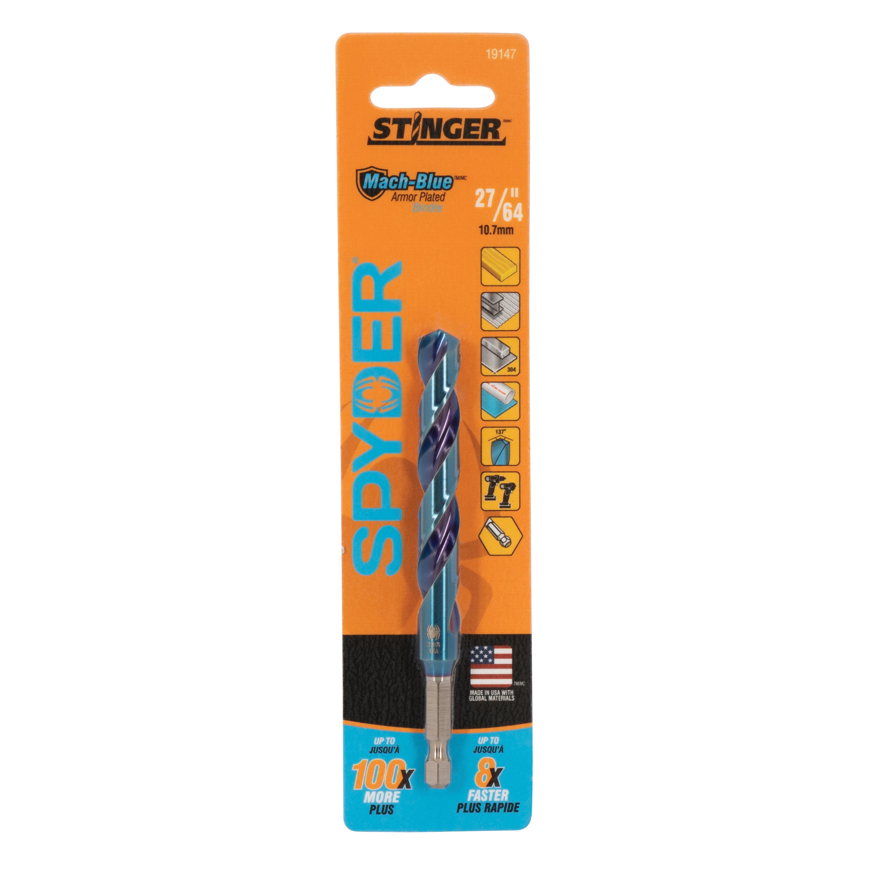 27/64"  Hex Shank Drill Bit Mach-Blue®