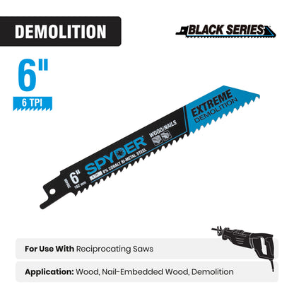 12-Piece 6 & 9" Bi-Metal Demolition Reciprocating Saw Blade Set (6, 10, 14 TPI) Black Series™