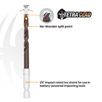 7/32" Hex Shank Drill Bit TetraClad™