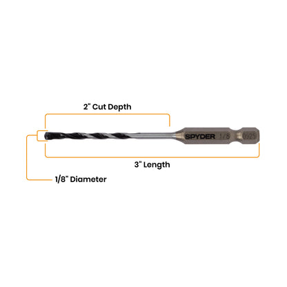 1/8" x 3" Impact Shank Hammer Drill Bit