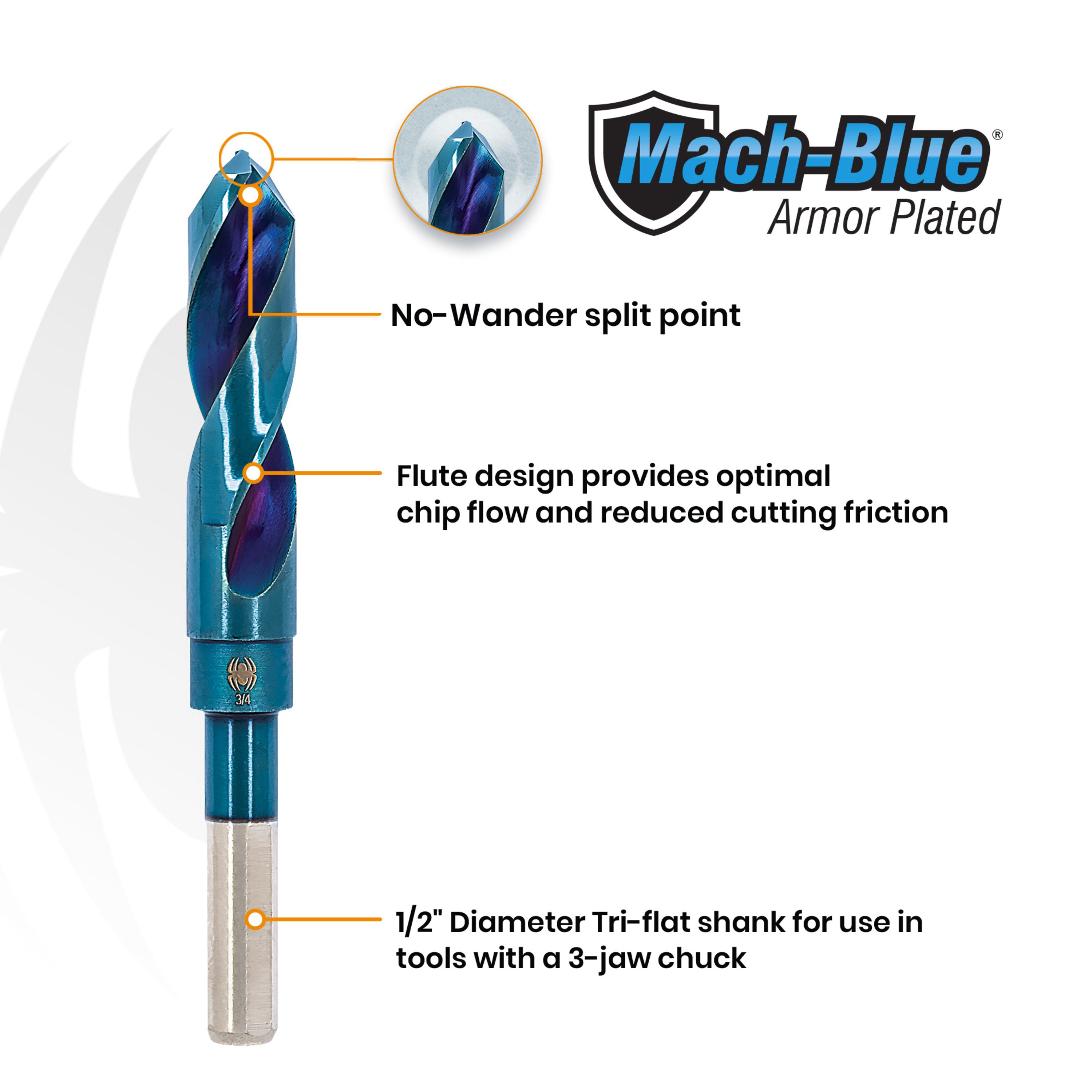 15/32"  Hex Shank Drill Bit Mach Blue™