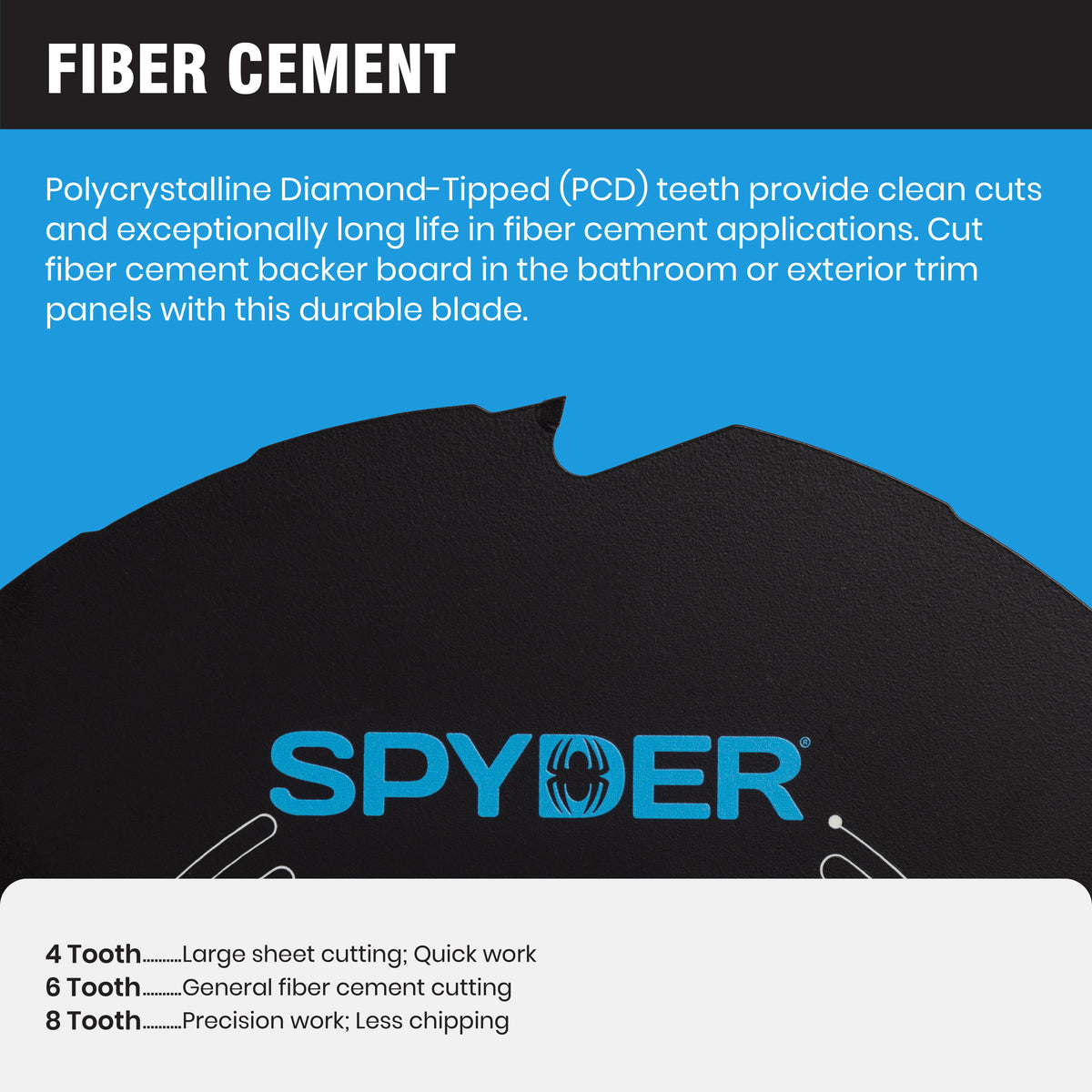 12" 8-Tooth Diamond-Tipped Saw Blade for Fiber Cement