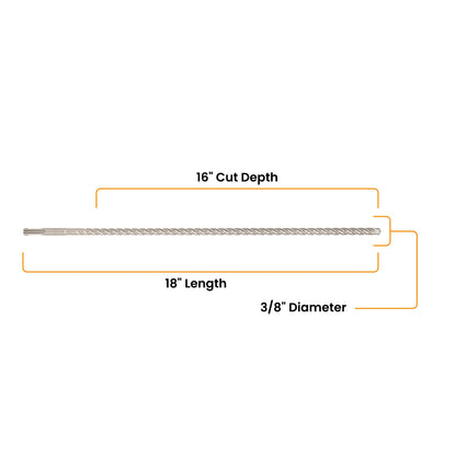 3/8" x 18" SDS-Plus 4-Cutter Carbide-Tipped Rotary Hammer Drill Bit