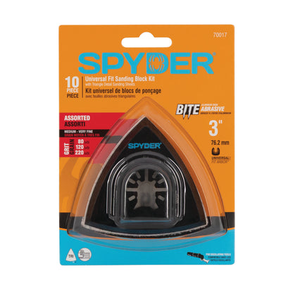 10-Piece 3" No Hole Detail Sanding Block & Paper Oscillating Tool Sanding Kit Sanding