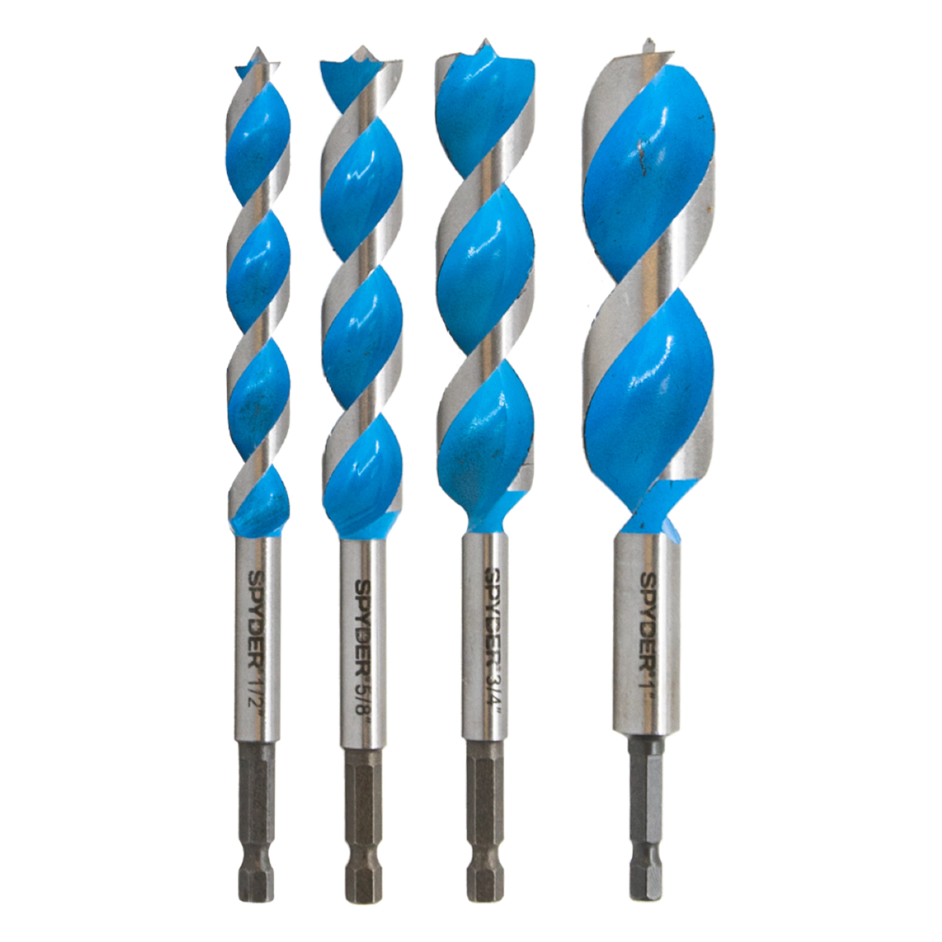 4-Piece Assorted Woodboring Power Bit Set (1/2, 5/8, 3/4, 1") Stinger™