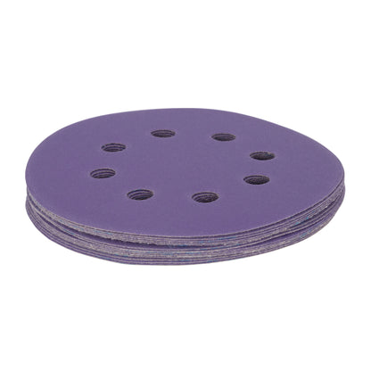 5" x 8-Hole 220 Grit Ceramic with Stearate Sanding Discs (15-Pack)
