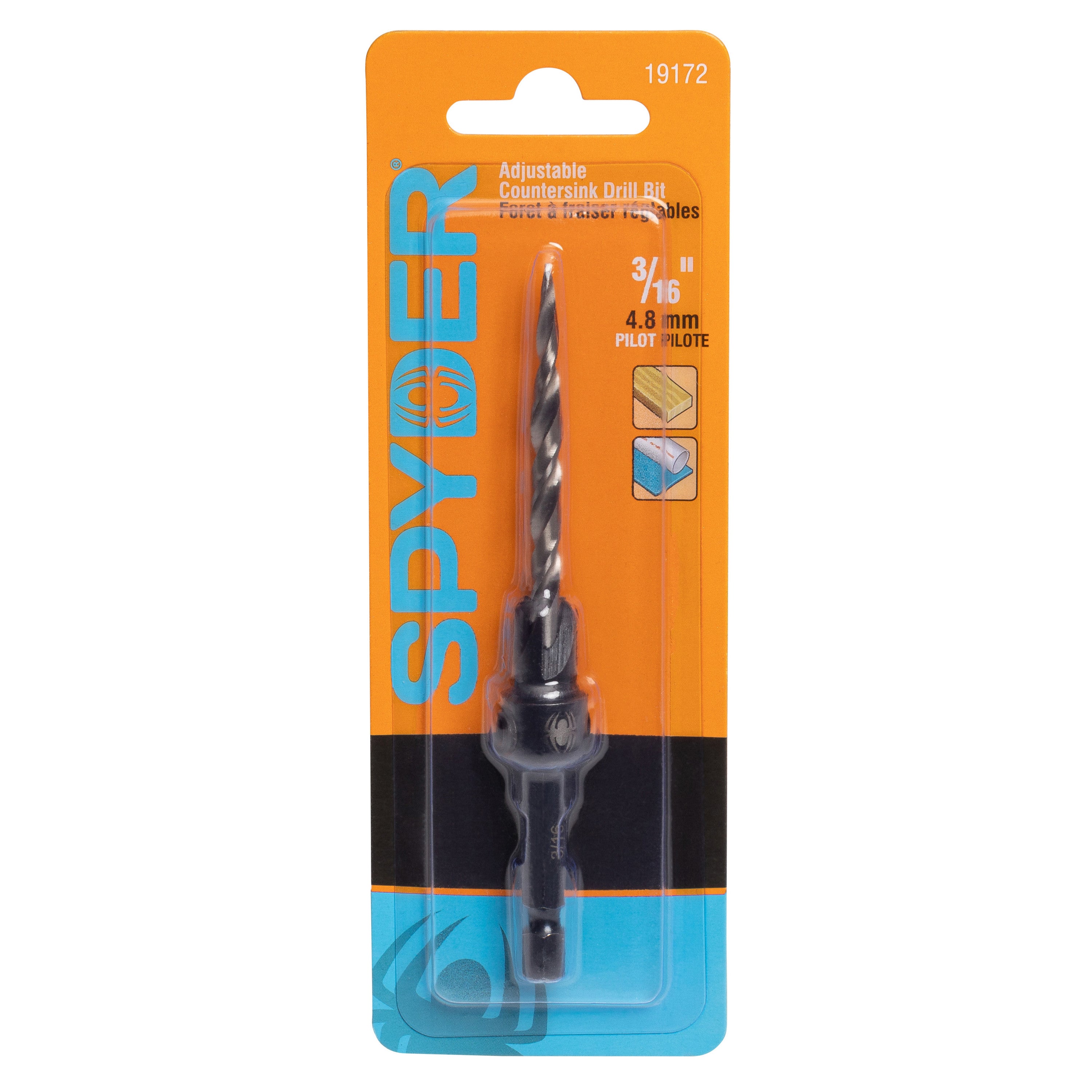 3/16" HSS Tapered Adjustable #10 Countersink Twist Drill Bit
