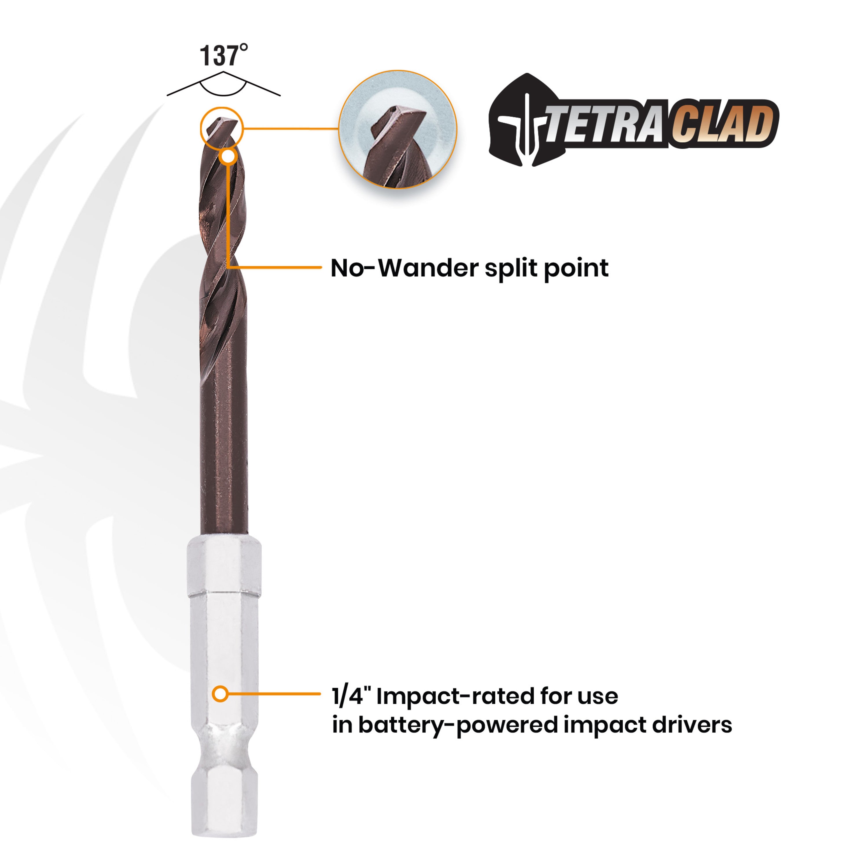 1/8" Hex Shank Drill Bit (2-Pack) TetraClad™