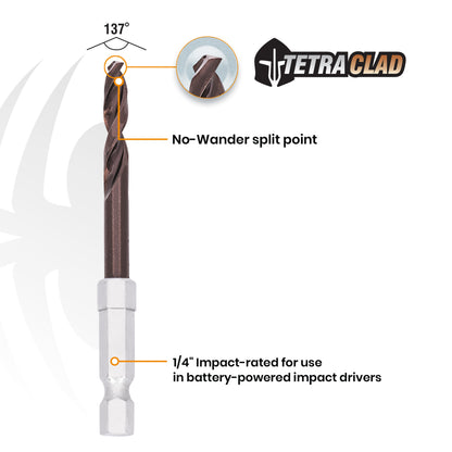 1/8" Hex Shank Drill Bit (2-Pack) TetraClad™