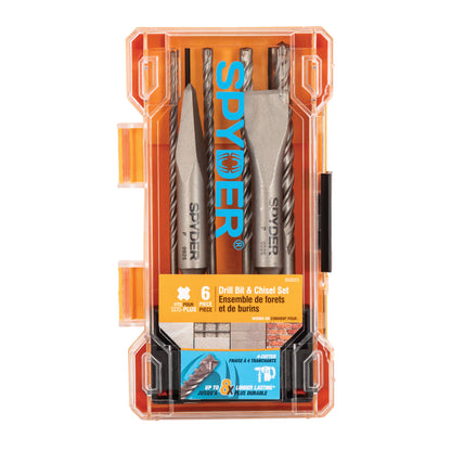 6-Piece SDS-Plus Tradesman’s Drill Bit & Chisel Bit Set for Masonry & Concrete